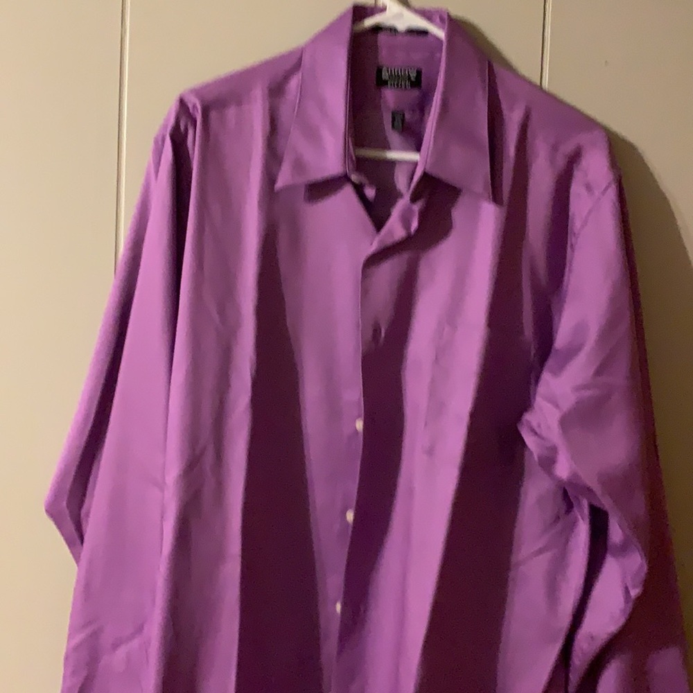 (2) Men’s Arrow Fitted Shirts 16.5 34/35 Deep pink and sateen bright violet NWT - Picture 6 of 9
